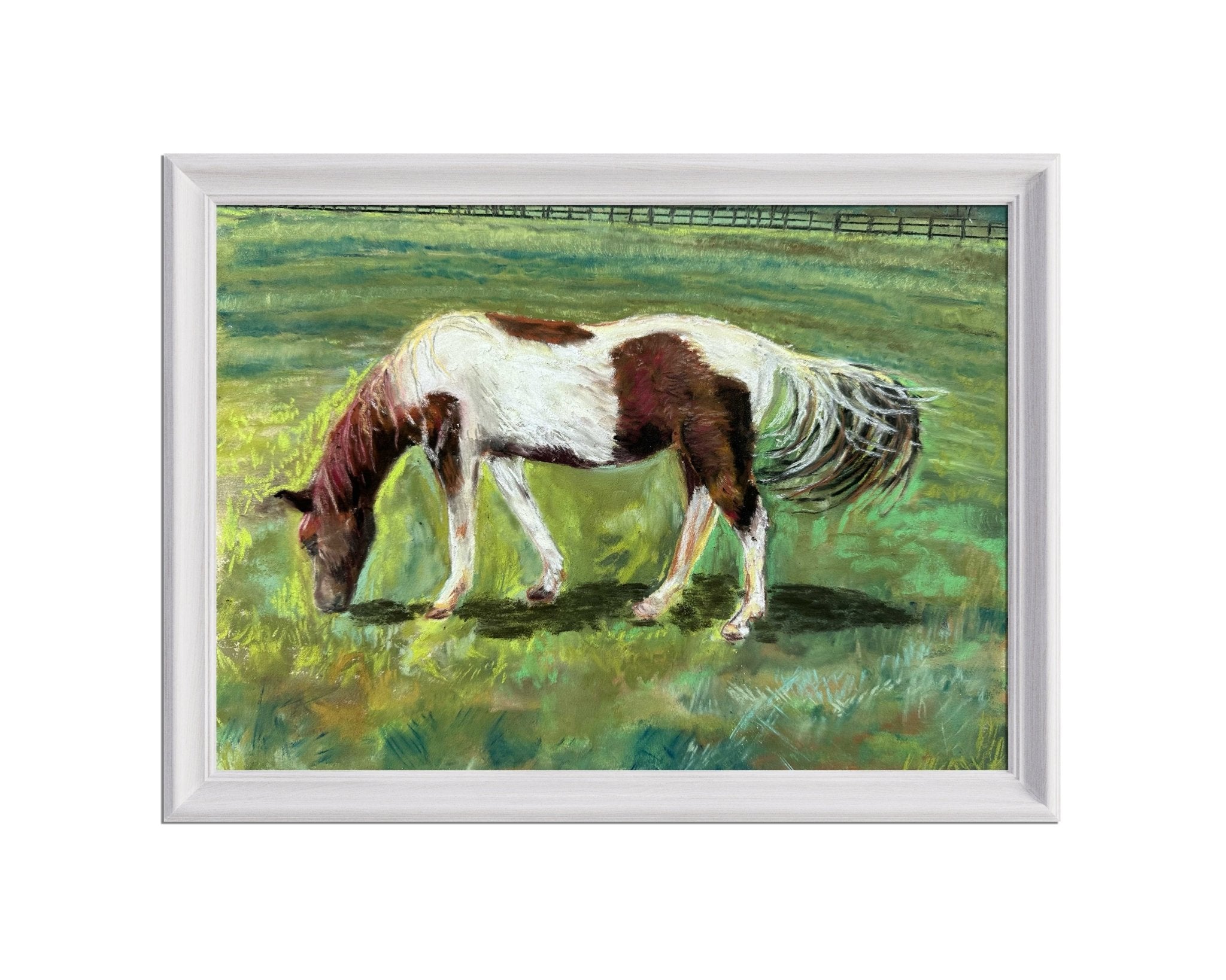 An example of a horse print by Jennifer Millard in a white frame.