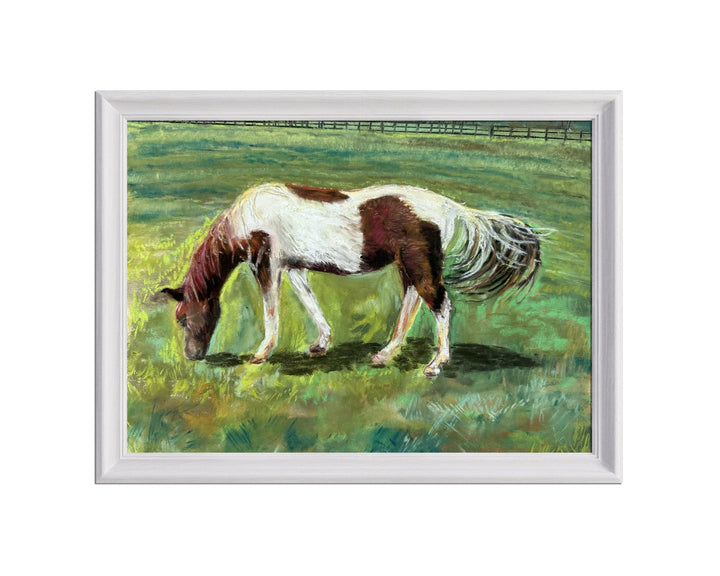 An example of a horse print by Jennifer Millard in a white frame.