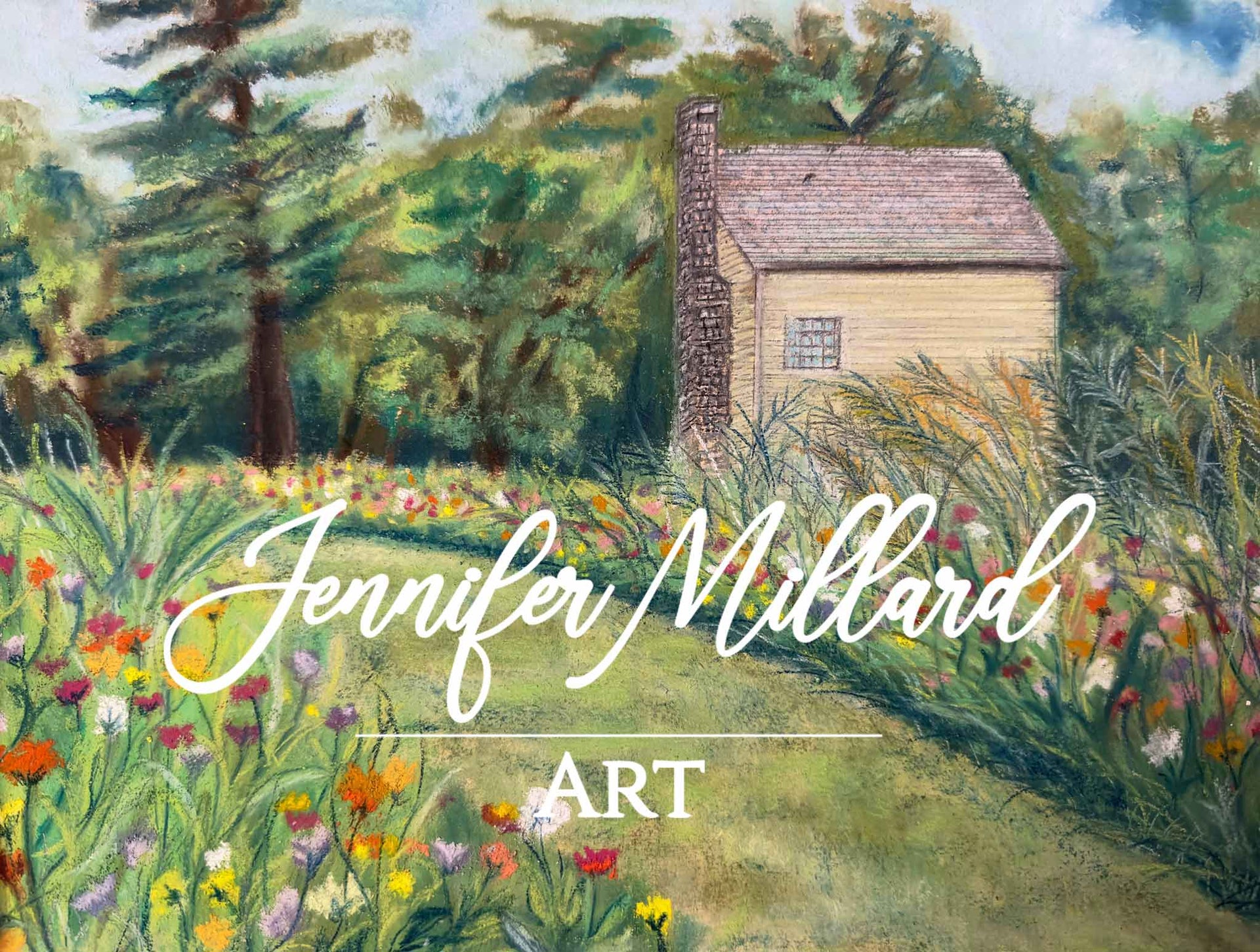 Shaker Village Flower Garden Fine Art Print by Jennifer Millard Art.